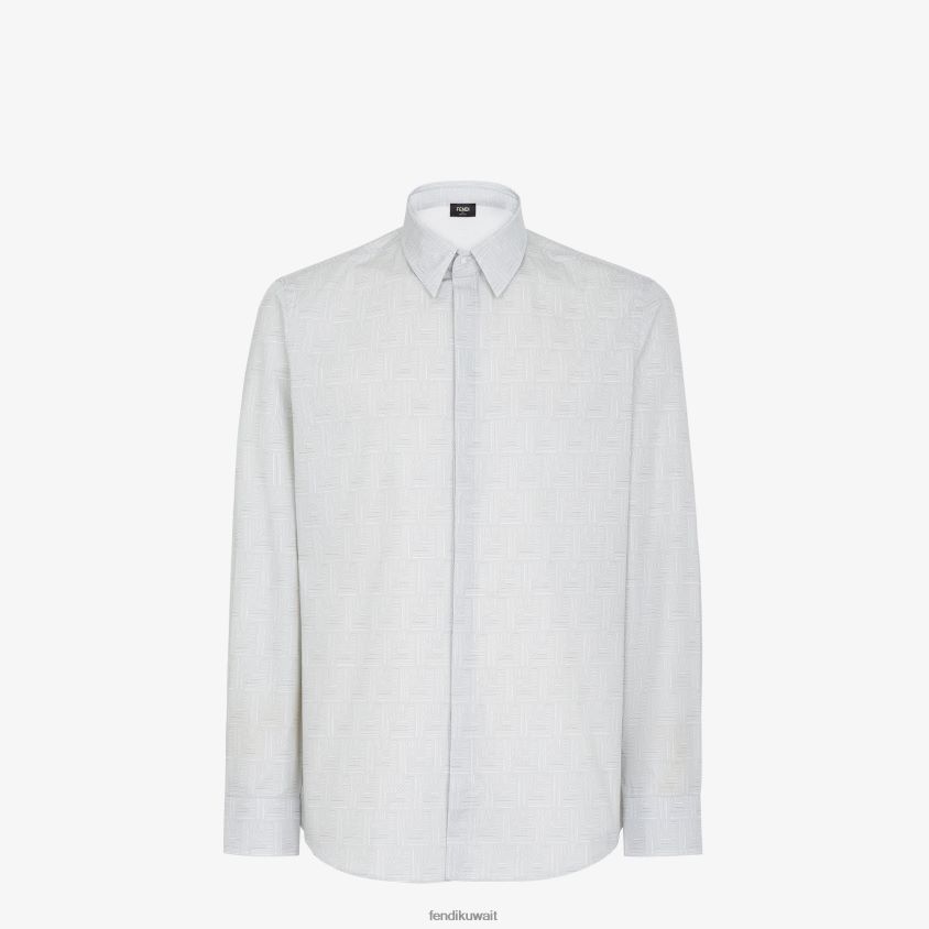 Fendi اللون البيج رجال قميص قطني RTJZ1979 ثياب