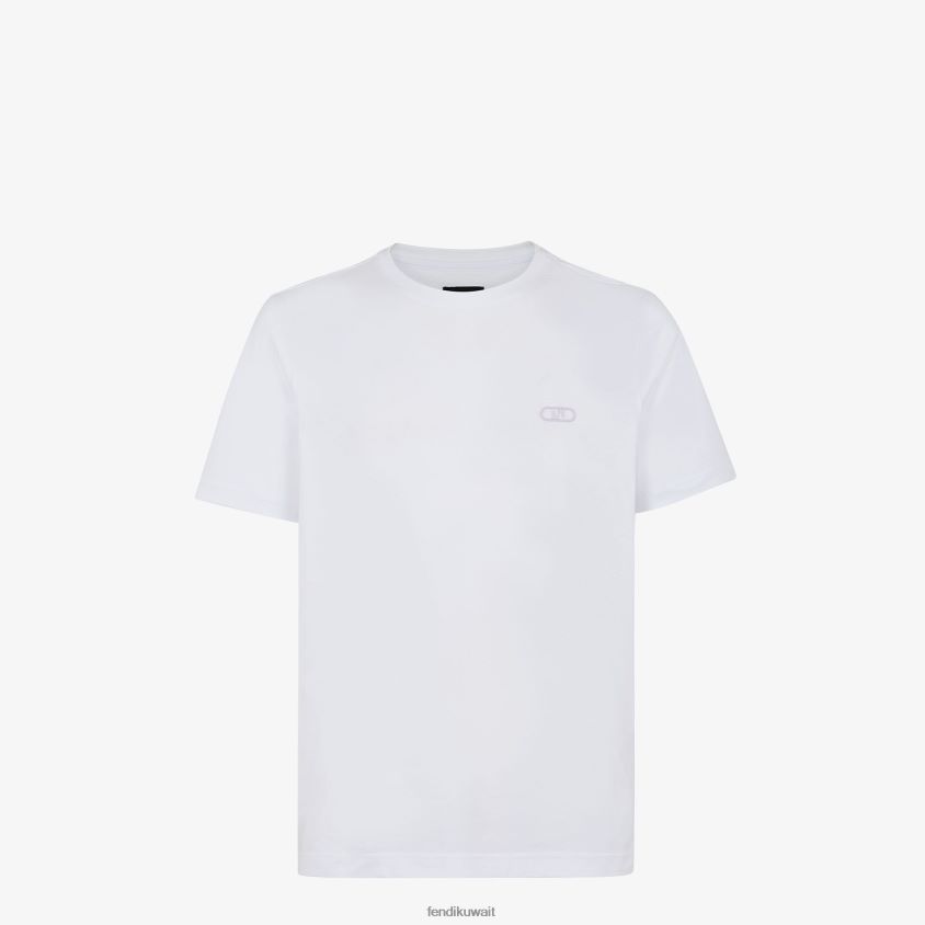 Fendi أبيض رجال تي شيرت جيرسي RTJZ1982 ثياب