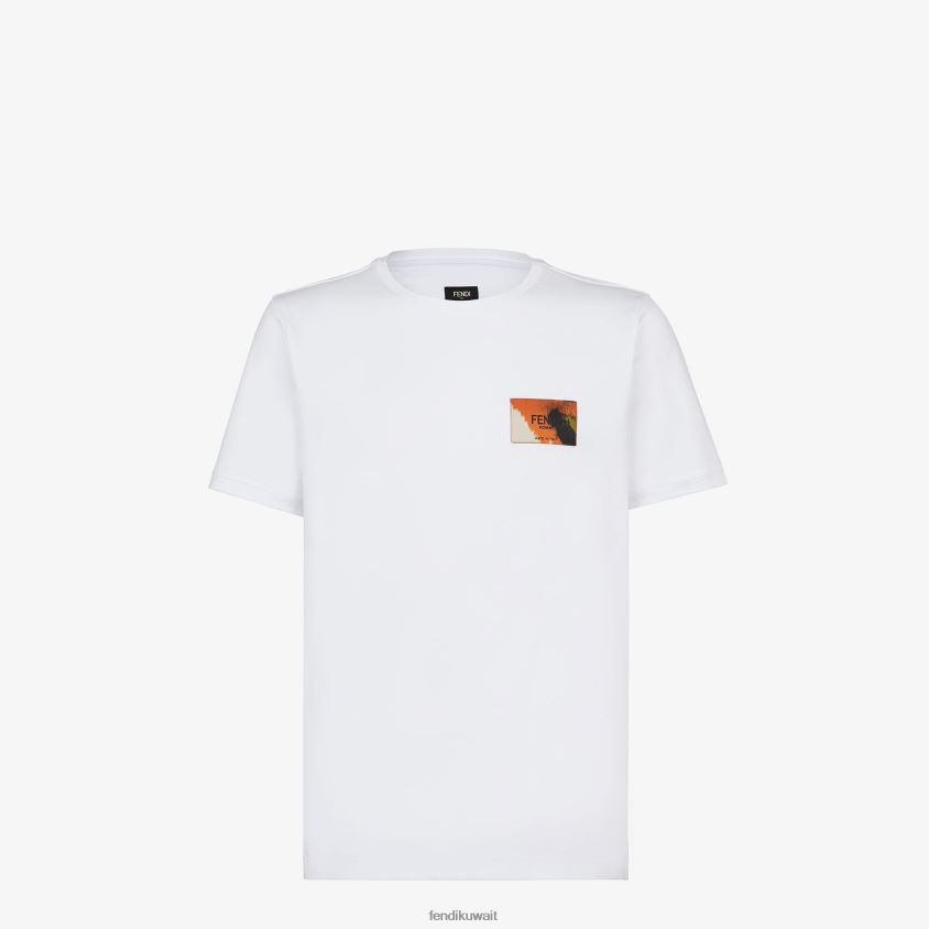Fendi أبيض رجال تي شيرت جيرسي RTJZ2006 ثياب