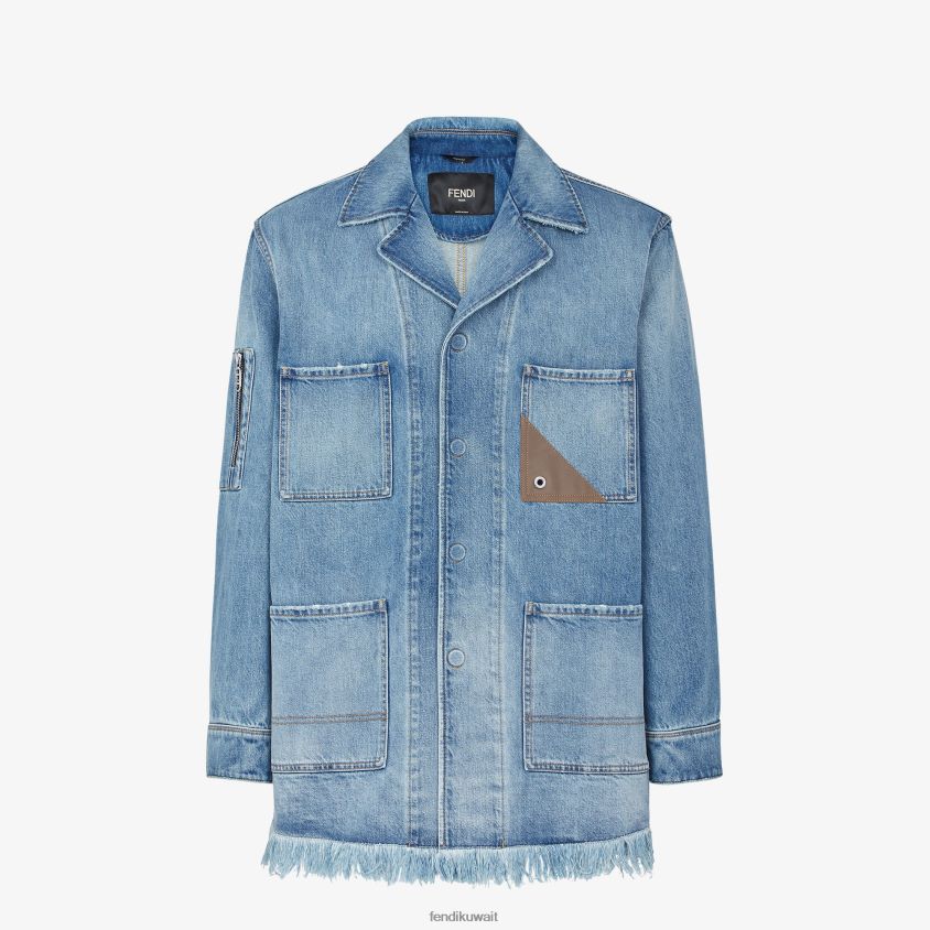 Fendi أزرق رجال سترة من الدنيم RTJZ2020 ثياب