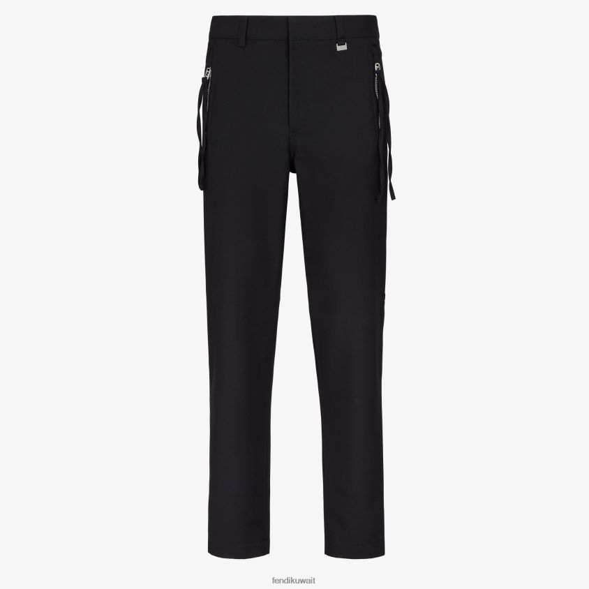 Fendi أسود رجال السراويل القطنية RTJZ2055 ثياب