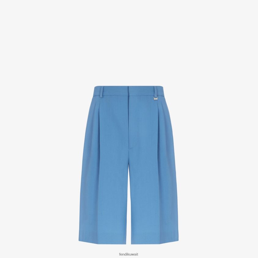 Fendi أزرق رجال السراويل الصوفية RTJZ2065 ثياب