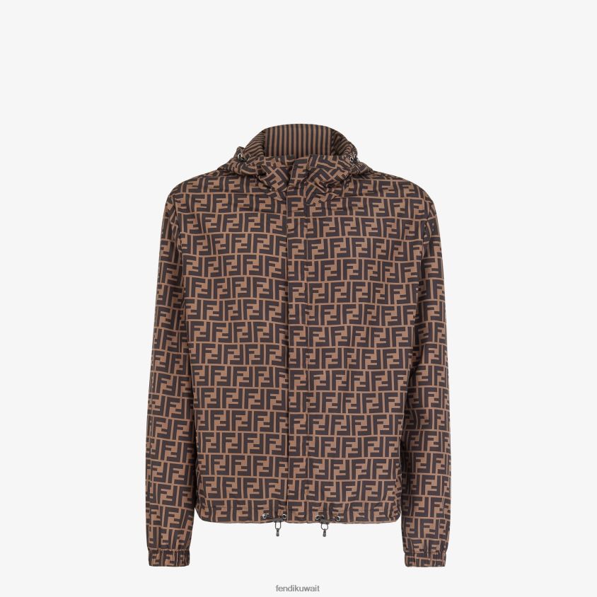 Fendi بني رجال سترة واقية من النايلون RTJZ2081 ثياب