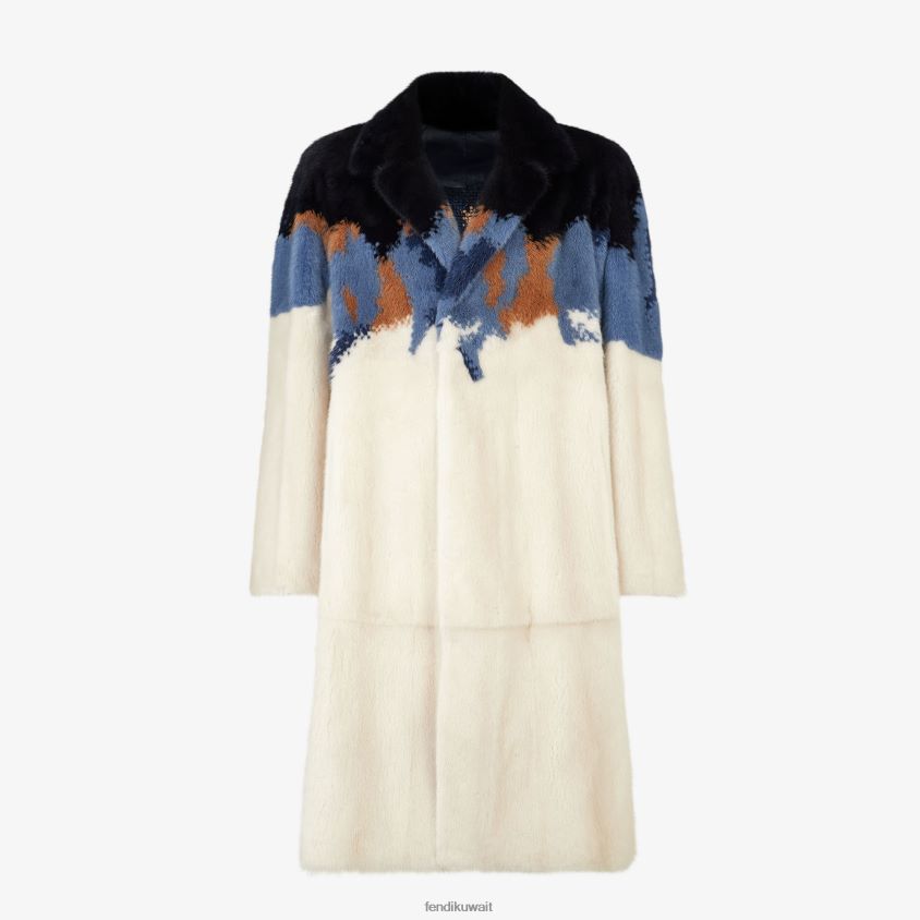Fendi أبيض رجال معطف المنك RTJZ2086 ثياب