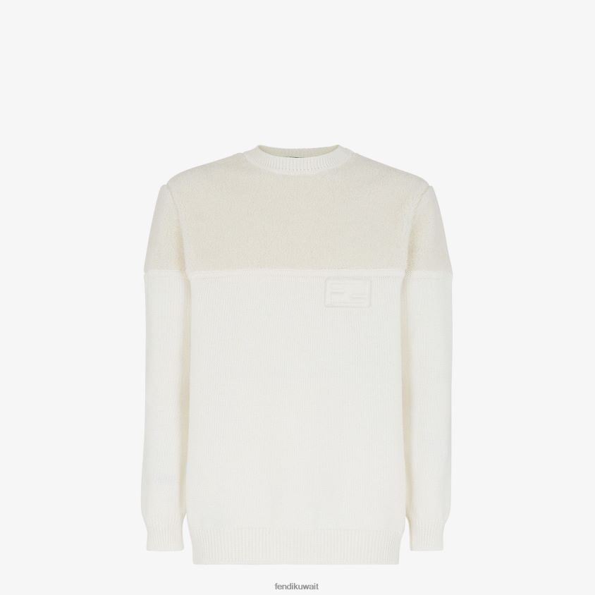 Fendi أبيض رجال سترة من الحرير والصوف RTJZ2095 ثياب