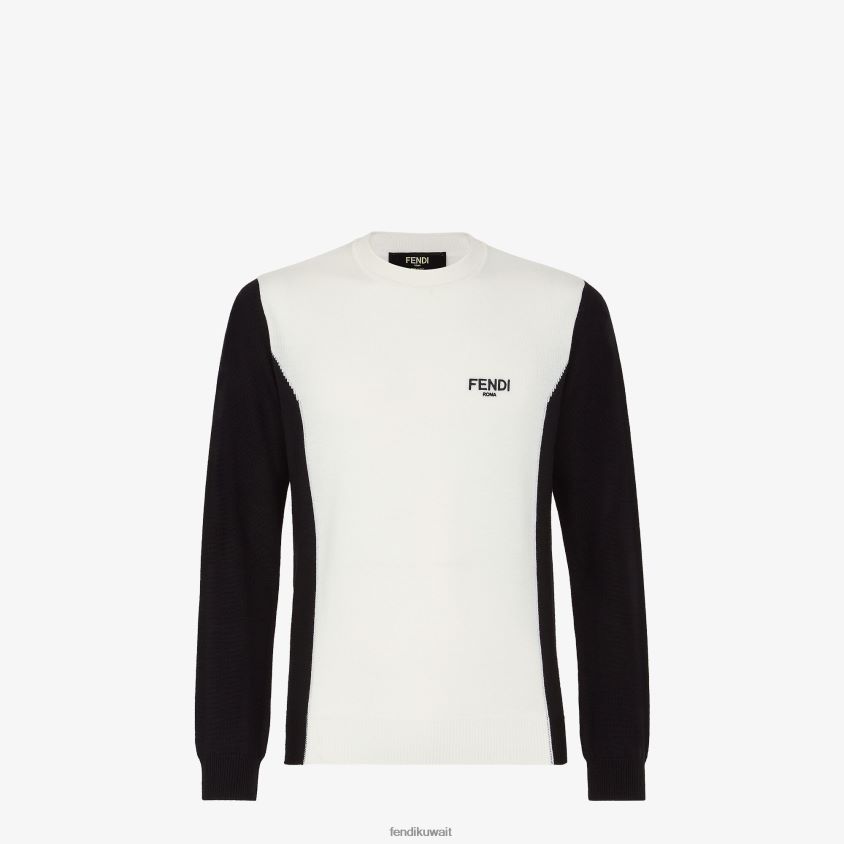 Fendi أبيض رجال سترة متماسكة RTJZ2107 ثياب