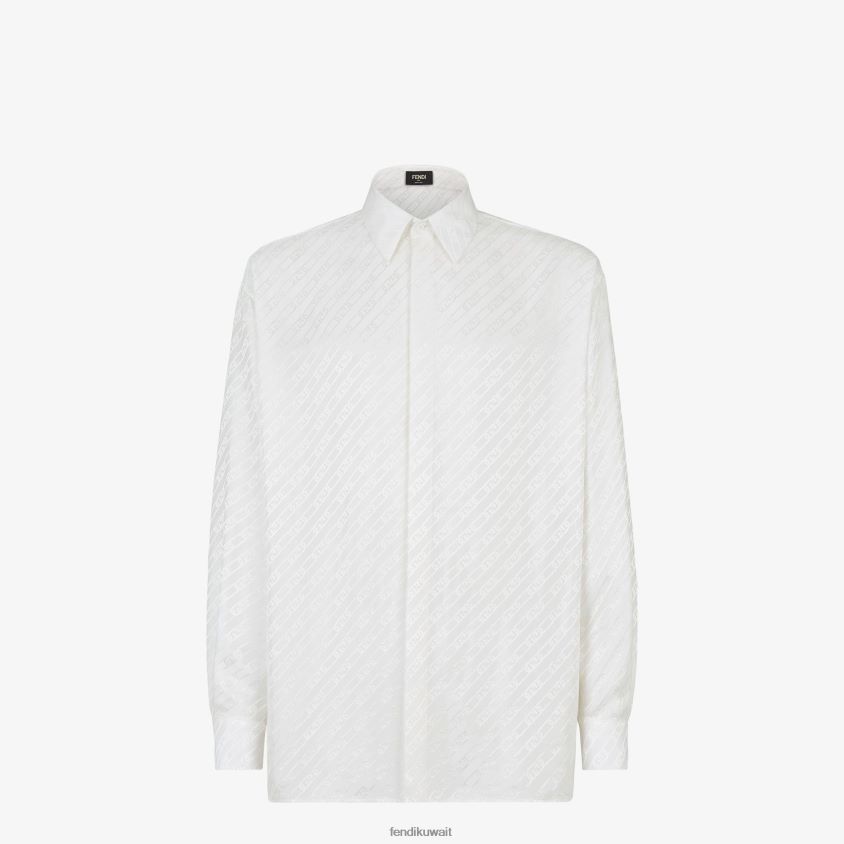 Fendi أبيض رجال قميص قطني RTJZ2111 ثياب