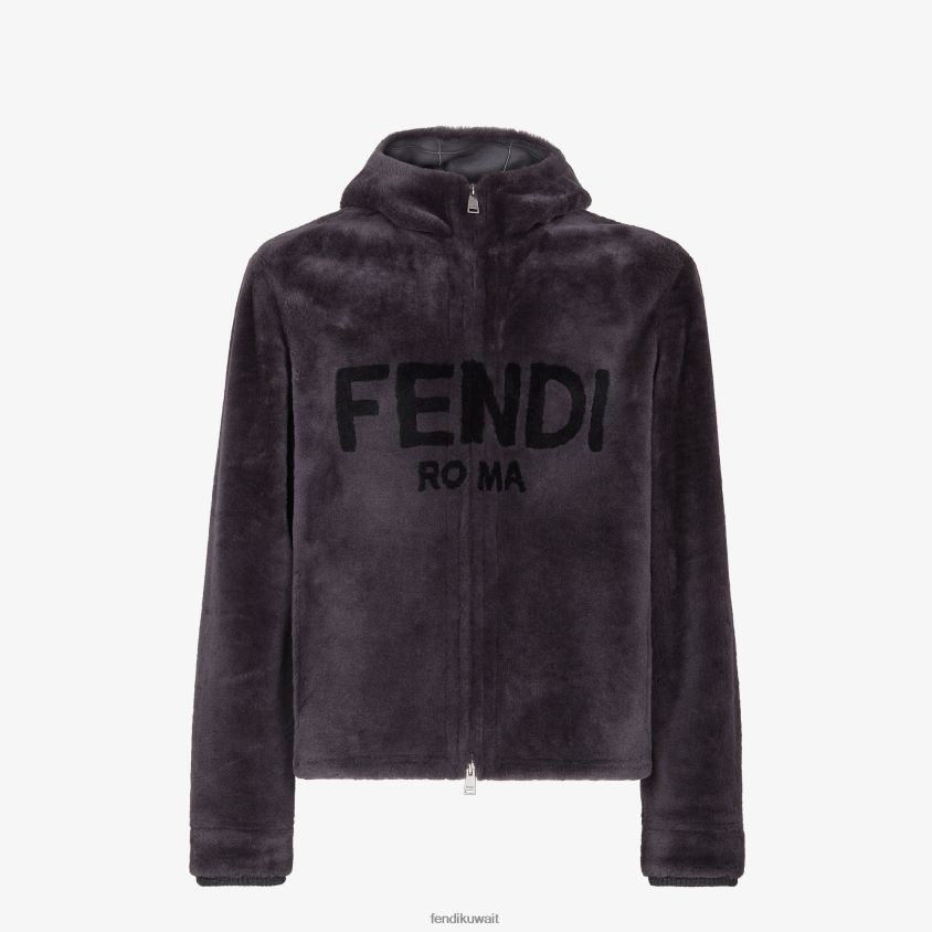 Fendi رمادي رجال سترة شيرلنغ RTJZ2114 ثياب