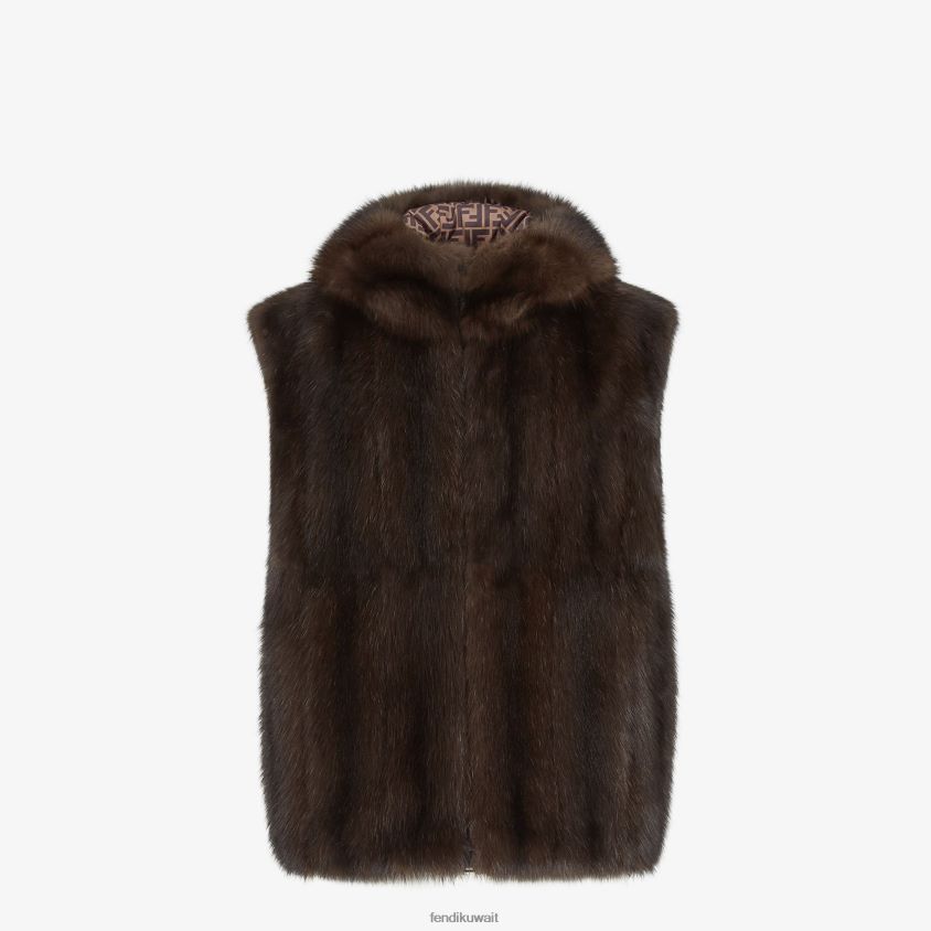 Fendi بني رجال جيليه السمور RTJZ2124 ثياب