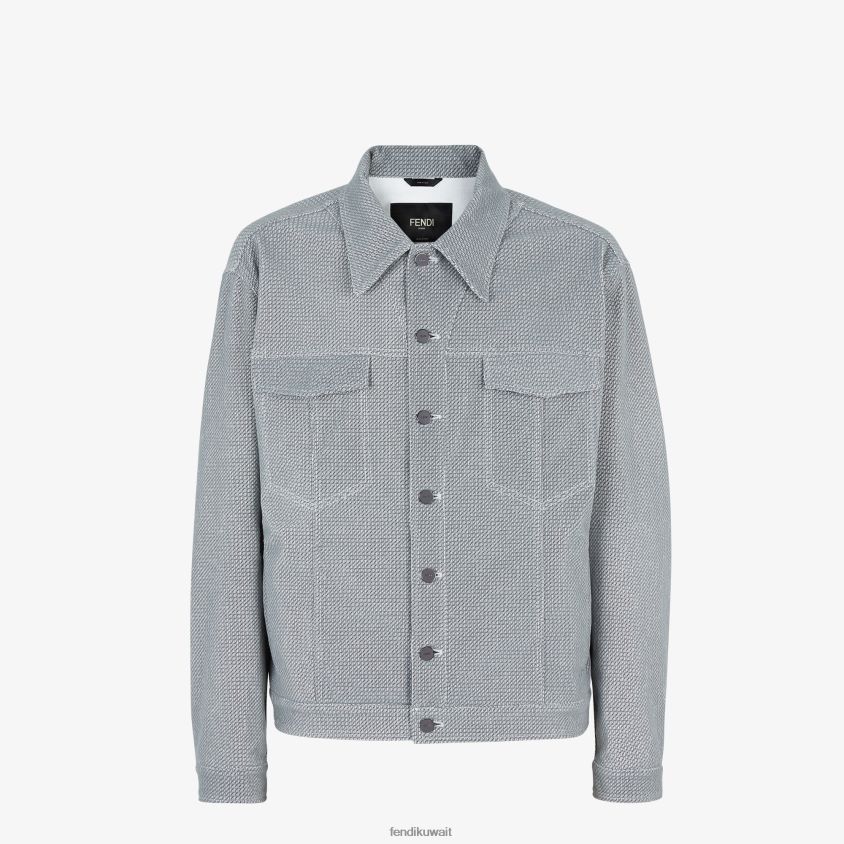 Fendi رمادي رجال سترة من الدنيم RTJZ2125 ثياب