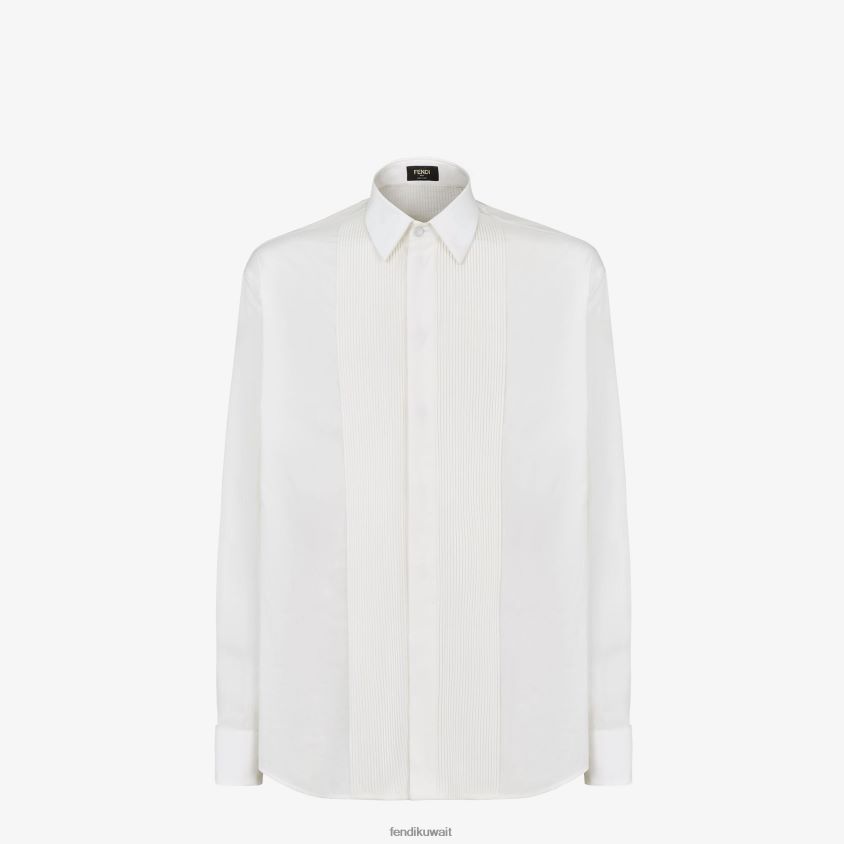 Fendi أبيض رجال قميص قطني RTJZ2127 ثياب