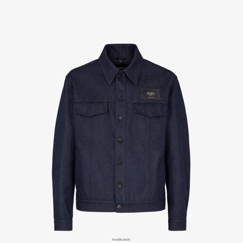 Fendi أزرق رجال سترة من الدنيم RTJZ2140 ثياب