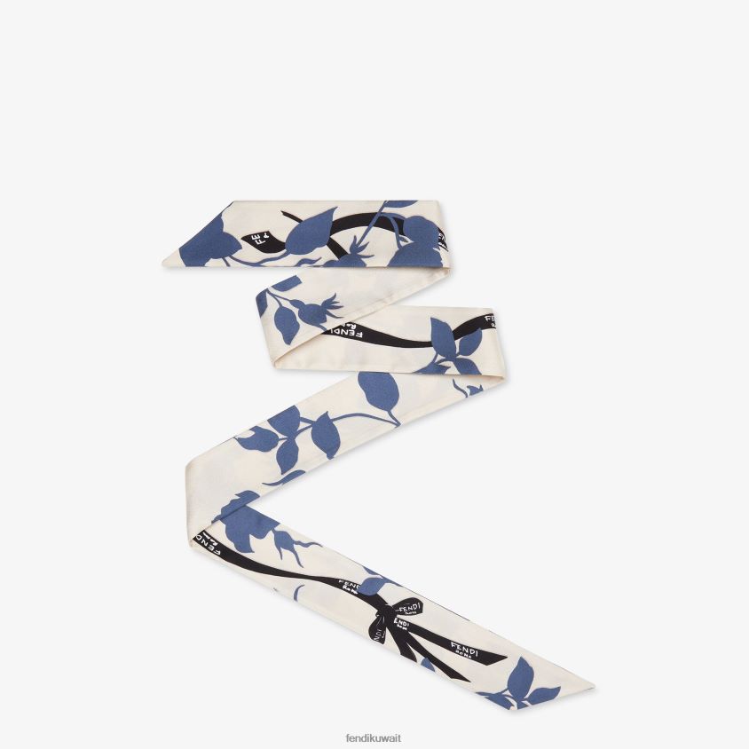 Fendi أزرق نحيف عصابة من الحرير العضوي RTJZ215 مُكَمِّلات