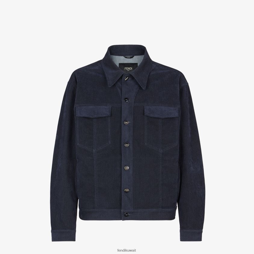 Fendi أزرق رجال سترة من الدنيم RTJZ2165 ثياب