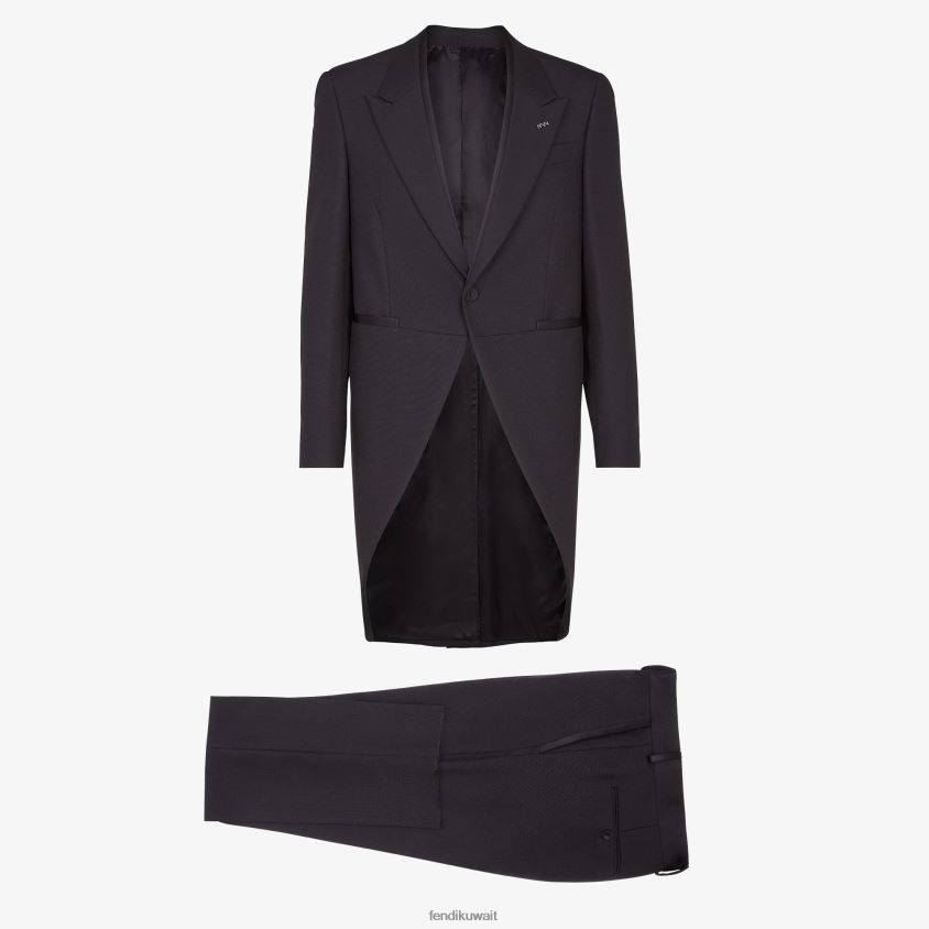 Fendi أسود رجال بدلة صوف RTJZ2198 ثياب
