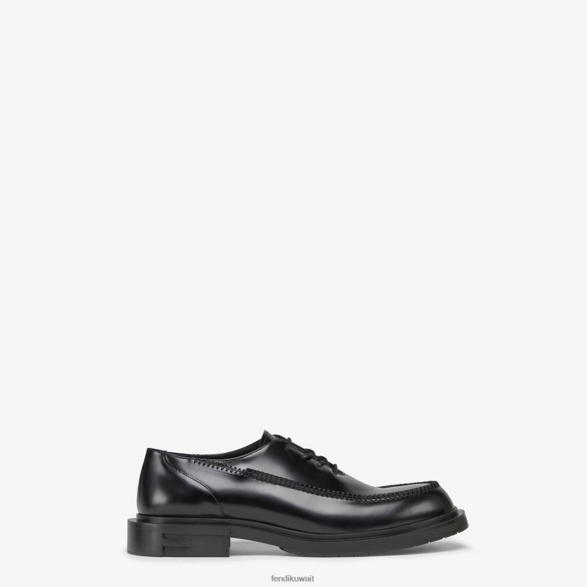 Fendi أسود رجال الأربطة الجلدية RTJZ2242 أحذية