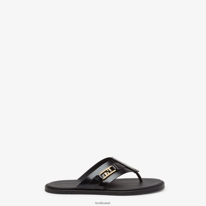 Fendi أسود رجال الصنادل الجلدية RTJZ2253 أحذية