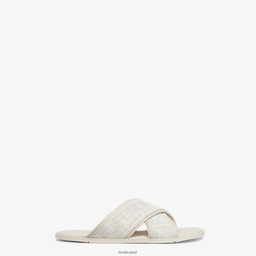 Fendi أبيض رجال شرائح النسيج RTJZ2279 أحذية