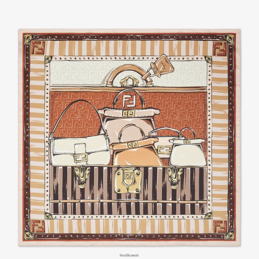 Fendi متعدد الألوان نحيف فولار الحرير RTJZ23 مُكَمِّلات