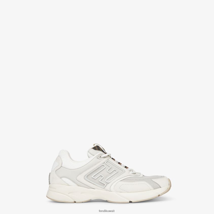 Fendi أبيض رجال قمم منخفضة من جلد نوبوك RTJZ2301 أحذية