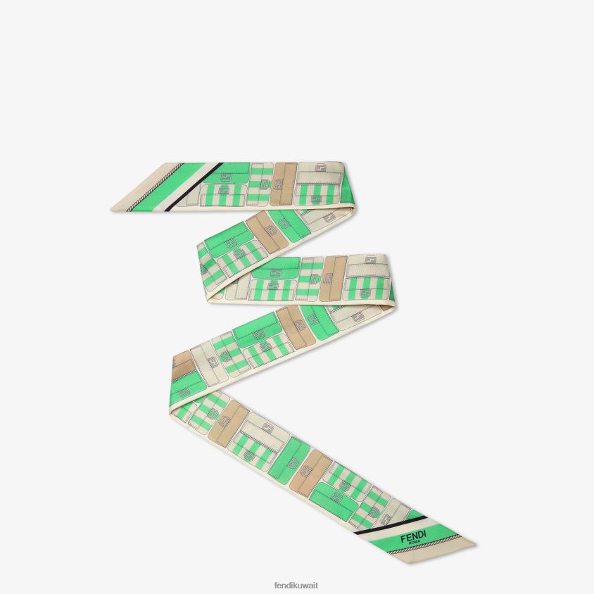 Fendi أخضر نحيف عصابة حرير ملفوفة RTJZ231 مُكَمِّلات