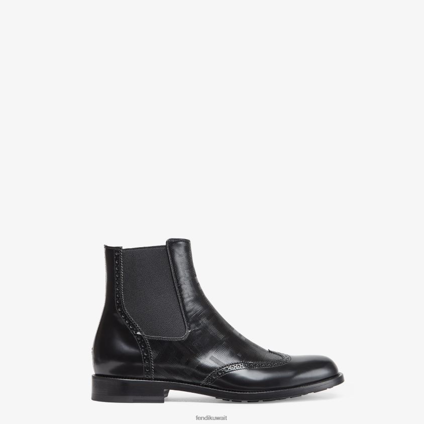 Fendi أسود رجال أحذية تشيلسي الجلدية RTJZ2311 أحذية