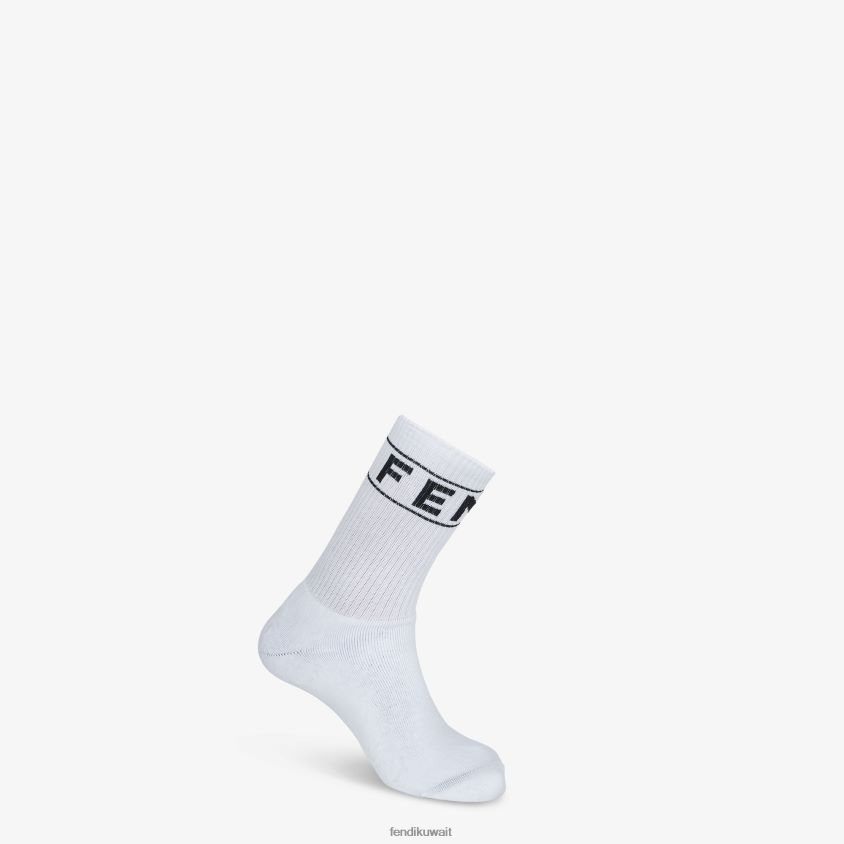 Fendi أبيض رجال جوارب تيري RTJZ2388 مُكَمِّلات