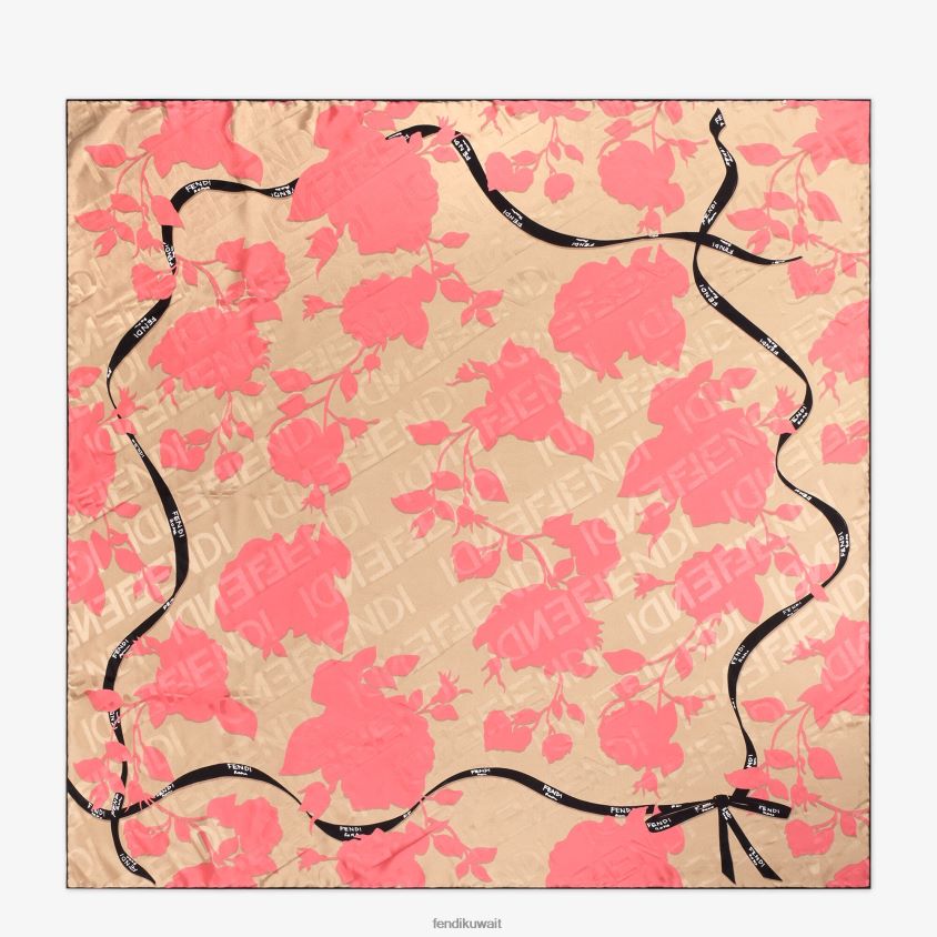 Fendi لون القرنفل نحيف فولار من الحرير العضوي RTJZ239 مُكَمِّلات