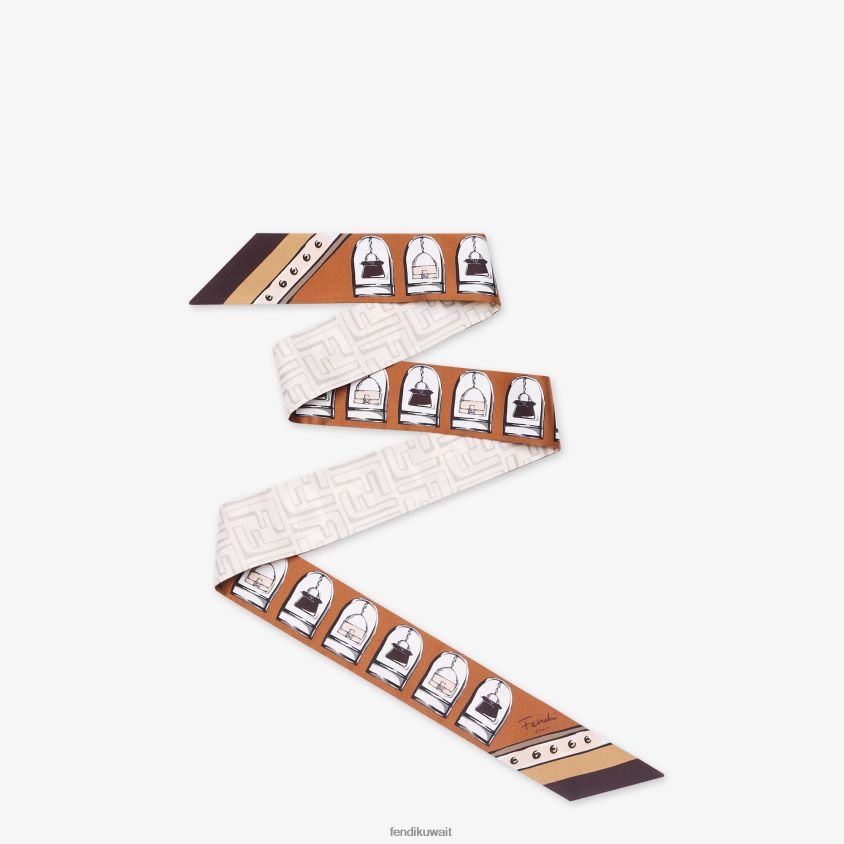 Fendi متعدد الألوان نحيف عصابة حرير ملفوفة RTJZ24 مُكَمِّلات