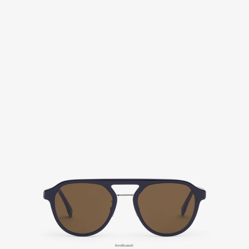 Fendi أزرق رجال النظارات الشمسية القطرية RTJZ2472 مُكَمِّلات