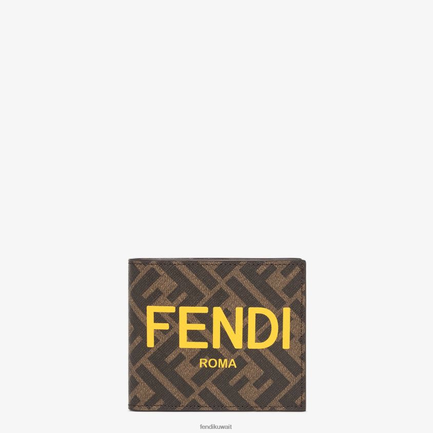 Fendi بني رجال نسيج ثنائي الطي RTJZ2591 مُكَمِّلات