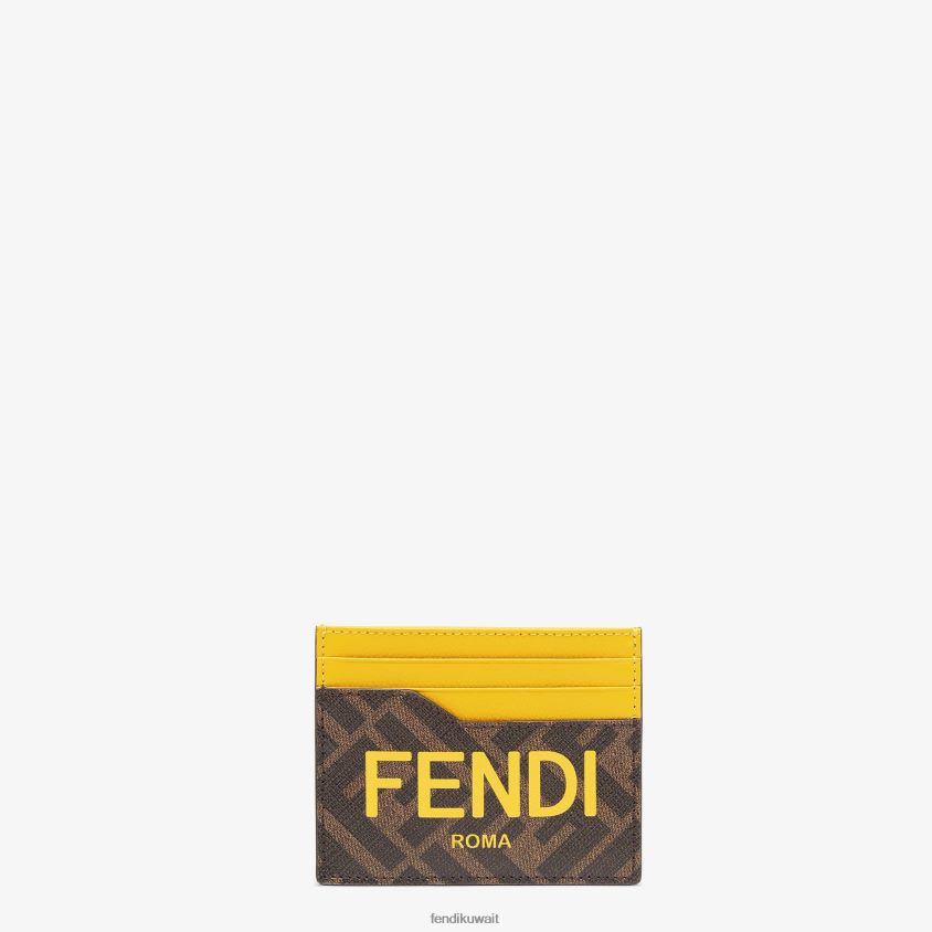 Fendi بني رجال حامل بطاقات من القماش RTJZ2592 مُكَمِّلات