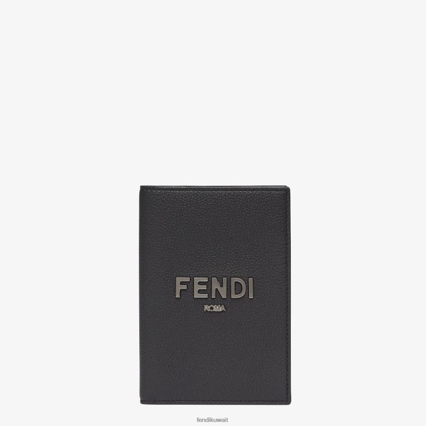 Fendi أسود رجال غطاء جواز سفر جلدي RTJZ2613 مُكَمِّلات