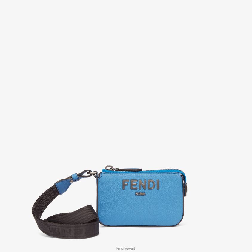 Fendi أزرق فاتح رجال محفظة النقود الجلدية RTJZ2616 مُكَمِّلات