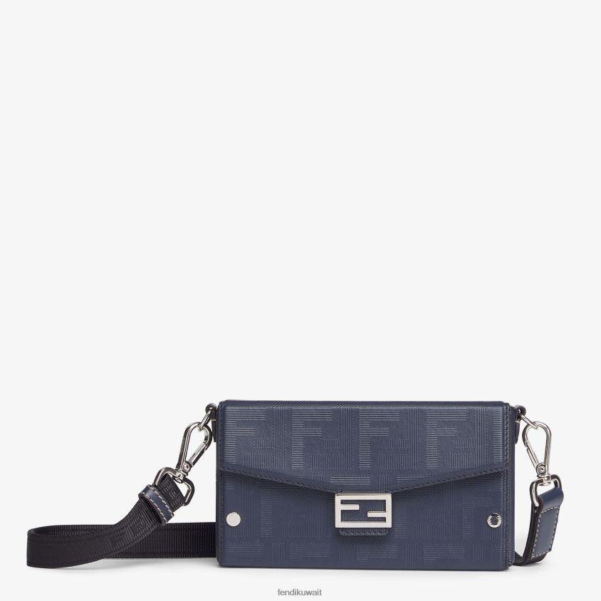 Fendi أزرق رجال حقيبة باجيت من الجلد الناعم RTJZ2618 مُكَمِّلات