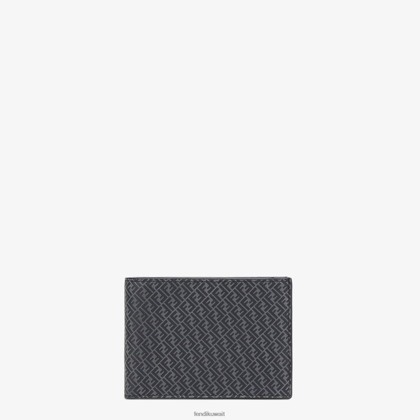 Fendi أسود رجال محفظة جلدية ثنائية الطي بالدولار الأمريكي RTJZ2657 مُكَمِّلات