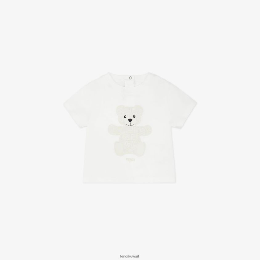 Fendi أبيض أطفال تي شيرت جيرسي تيدي بير RTJZ2797 ثياب