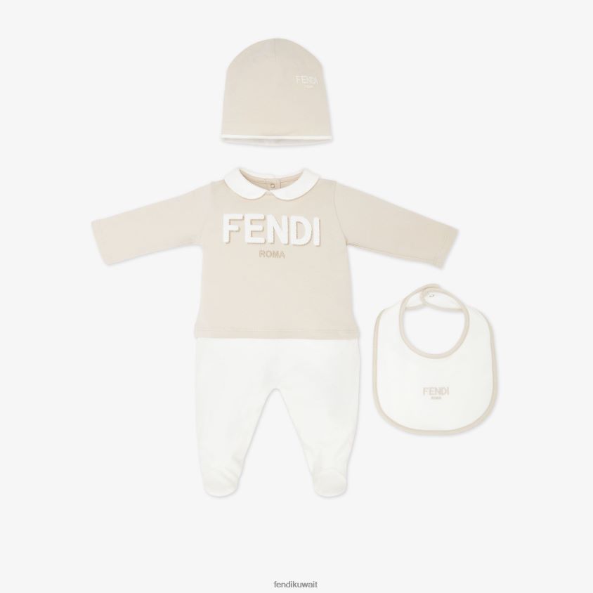 Fendi اللون البيج أطفال طقم جيرسي روما RTJZ2805 ثياب