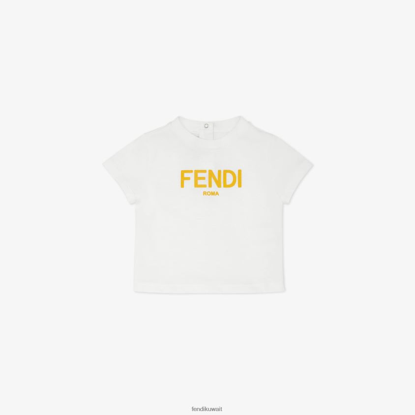 Fendi أبيض أطفال تيشيرت جيرسي روما RTJZ2810 ثياب