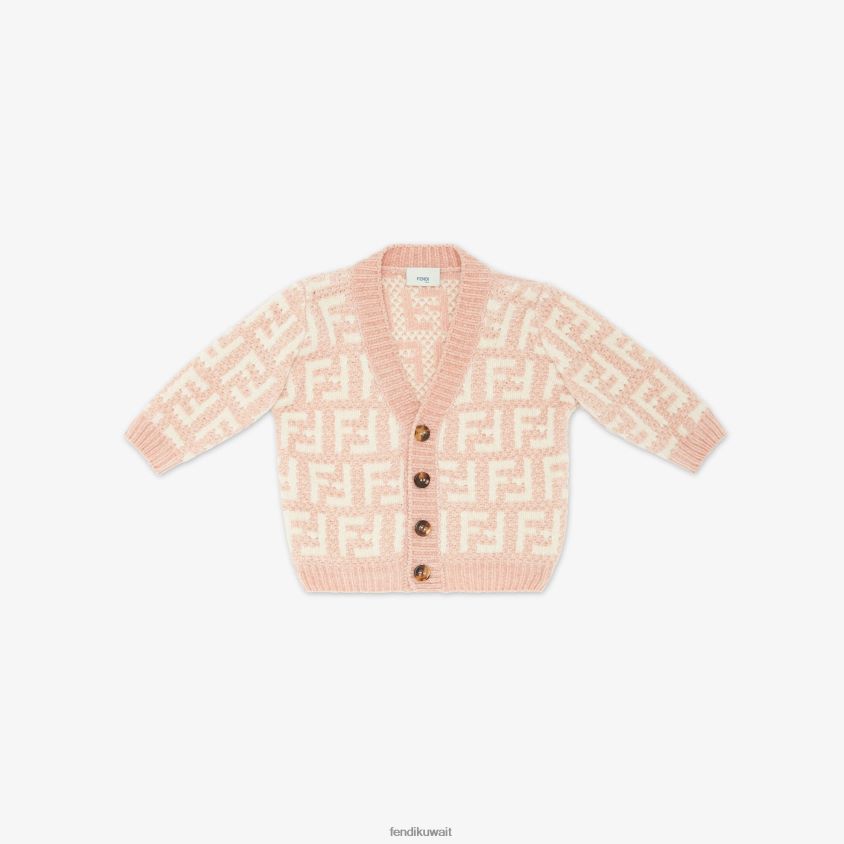 Fendi لون القرنفل أطفال سترة كريم الشنيل RTJZ2815 ثياب
