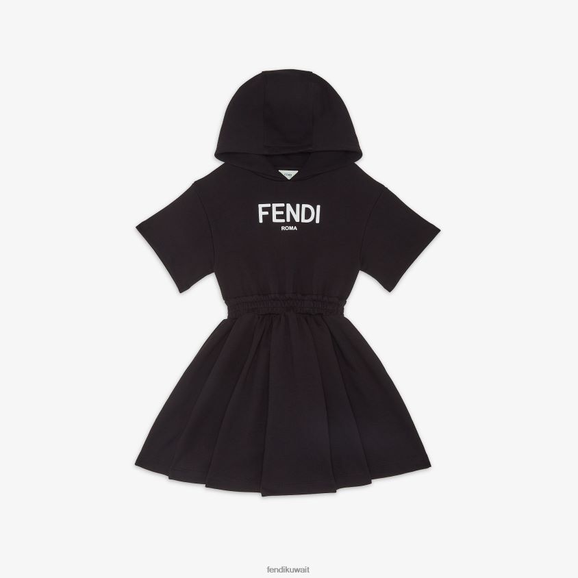Fendi أسود أطفال فستان روما الصوفي RTJZ2882 ثياب