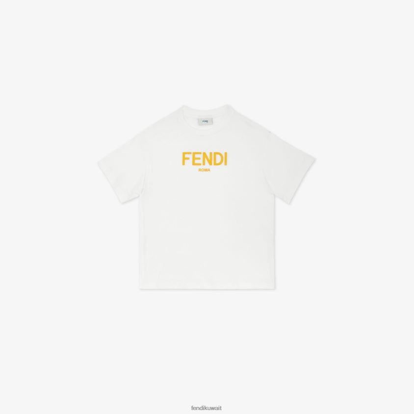 Fendi أبيض أطفال تيشيرت جيرسي روما RTJZ2889 ثياب