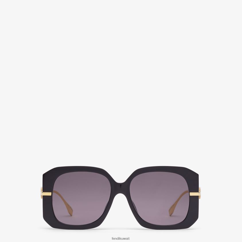 Fendi أسود نحيف نظارات شمسية من مادة الأسيتات RTJZ310 مُكَمِّلات