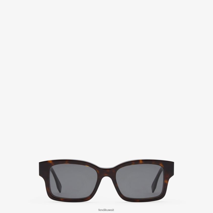 Fendi موضة نحيف نظارات شمسية من خلات هافانا RTJZ352 مُكَمِّلات
