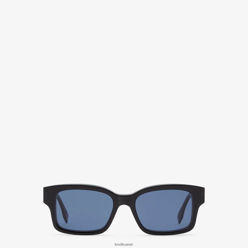 Fendi أسود نحيف نظارات شمسية من الأسيتات ذات مقاس منخفض RTJZ356 مُكَمِّلات