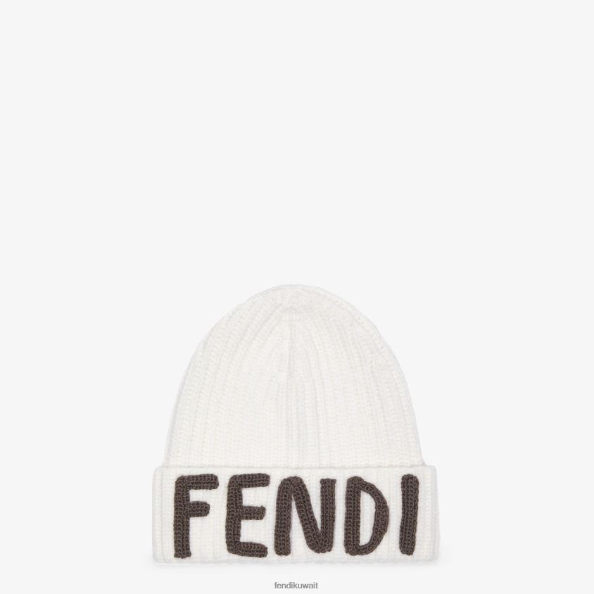 Fendi أبيض نحيف قبعة من الصوف RTJZ360 مُكَمِّلات