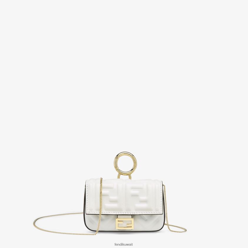 Fendi أبيض نحيف سحر جلد نابا RTJZ395 مُكَمِّلات