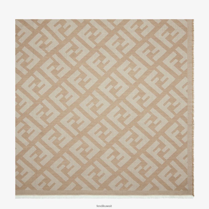 Fendi بني نحيف شال من الصوف والكشمير RTJZ405 مُكَمِّلات