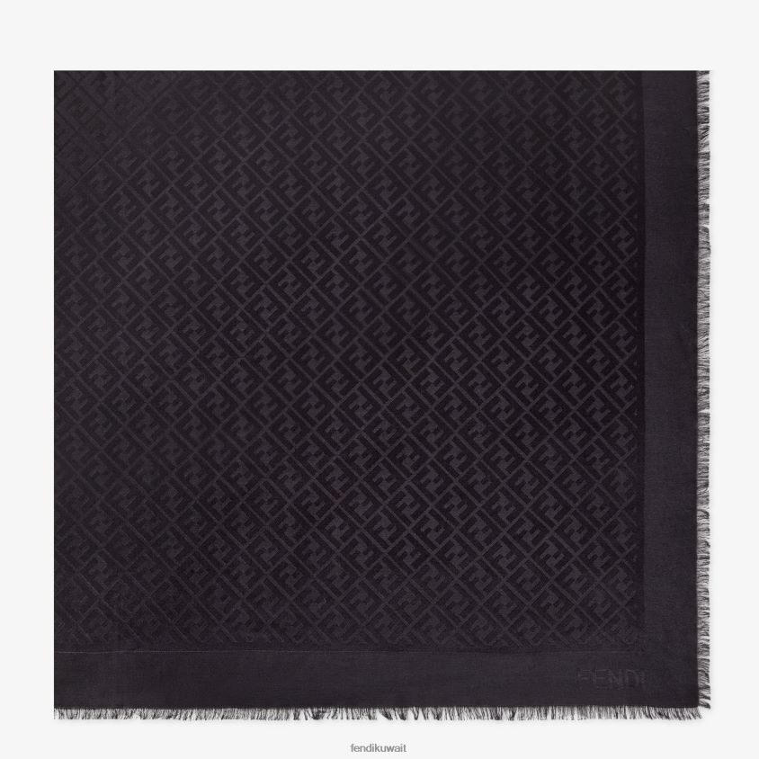 Fendi أسود نحيف شال من الحرير العضوي RTJZ458 مُكَمِّلات