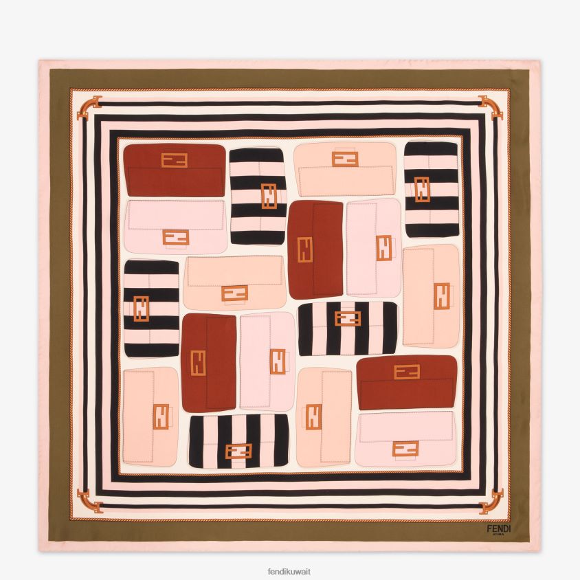 Fendi متعدد الألوان نحيف فولار الحرير RTJZ469 مُكَمِّلات